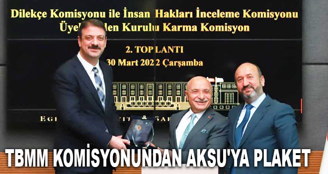 TBMM KOMİSYONUNDAN AKSU'YA PLAKET