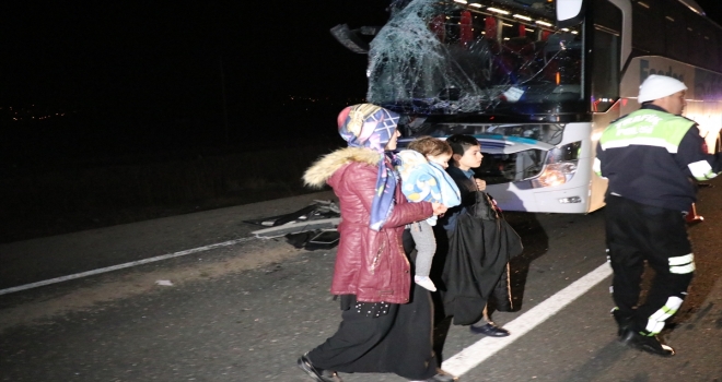 Erzincanda yolcu otobüsü tıra çarptı: 7 yaralı 