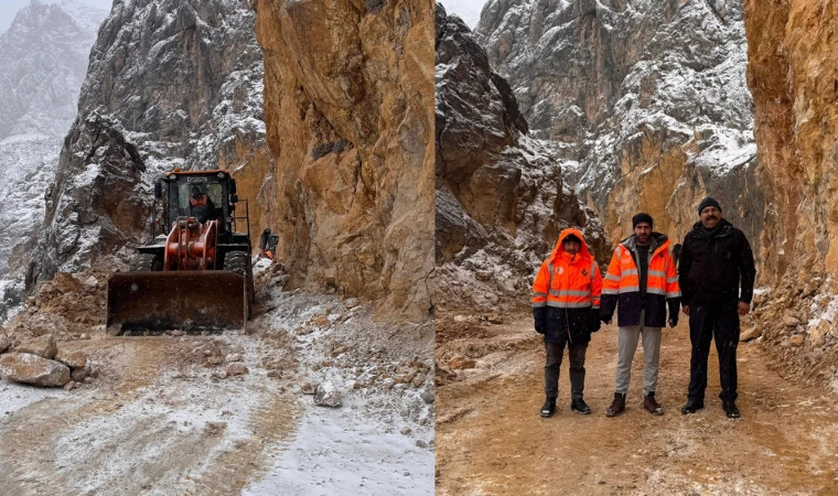 Kemaliye’de Kaya Düşmesine Karşı Ekipler Sahada