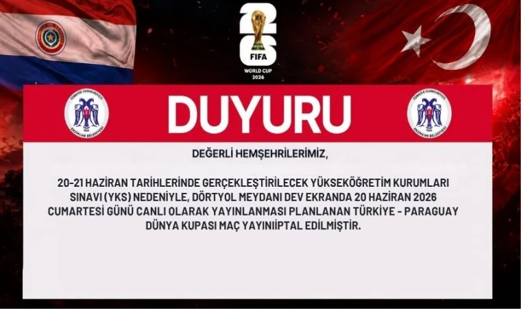 Erzincan’da YKS Nedeniyle Dev Ekran Maç Yayını İptal Edildi