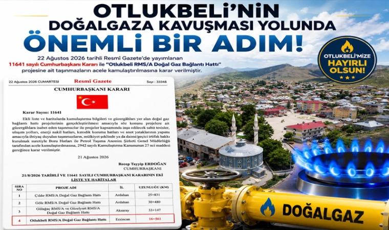 Otlukbeli İlçesi Doğalgaz'a Kavuşuyor