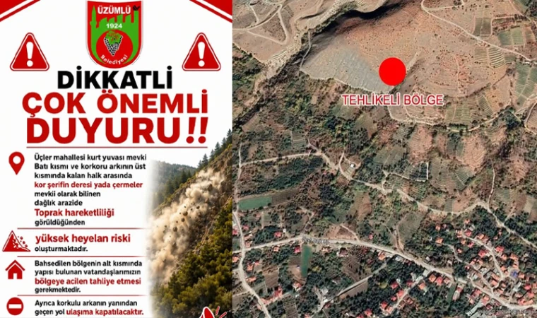 Üzümlü'de heyelan riski korkuttu