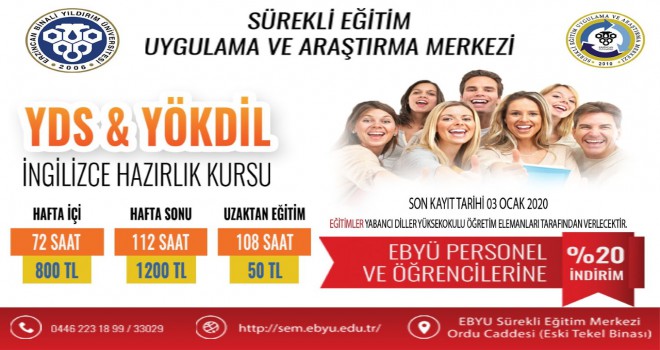 EBYÜ'DEN YDS/YÖKDİL İNGİLİZCE HAZIRLIK KURSU
