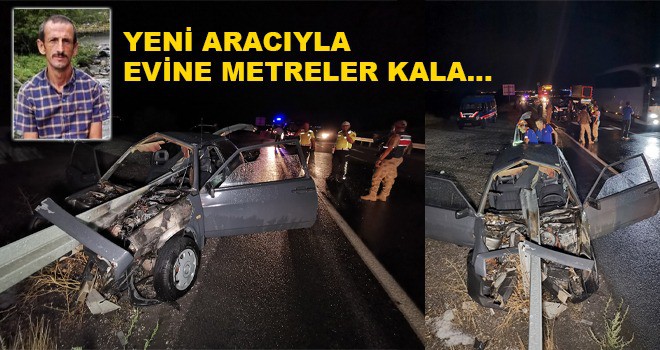 OTOMOBİL BARİYERLERE SAPLANDI; 1 ÖLÜ
