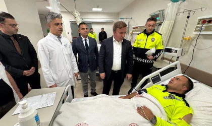 Vali Hamza Aydoğdu, Yaralı Polis Memurlarını Hastanede Ziyaret Etti