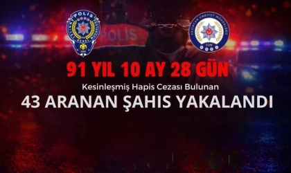 Farklı Suçlardan Aranan 43 Kişi Adli Makamlara Sevk Edildi