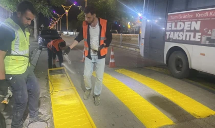 Şehir Genelinde Yol Çizgi Çalışmaları Sürüyor