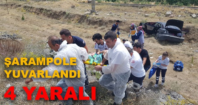Erzincanda otomobil şarampole devrildi: 4 yaralı